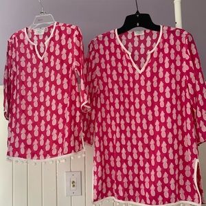 Mommy and Me Matching Pink Pineapple Tunic, Beach Photos, Womens XS & Girl 4T